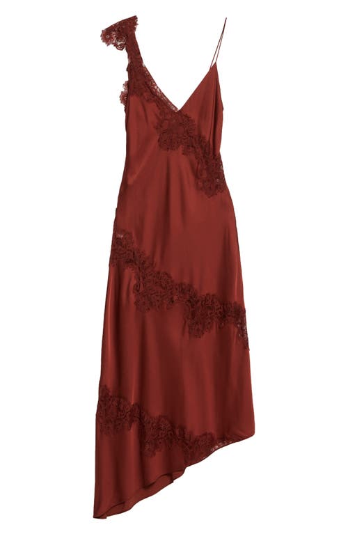 A.l.c . Stella Lace Asymmetric Satin Slipdress In Bosco