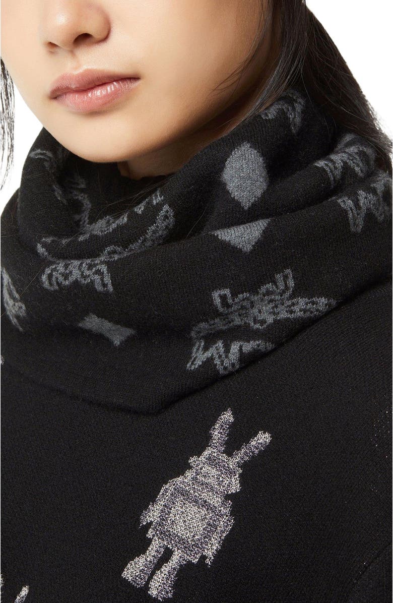 MCM Neck Warmer in Monogram Wool Jacquard, Alternate, color, Black