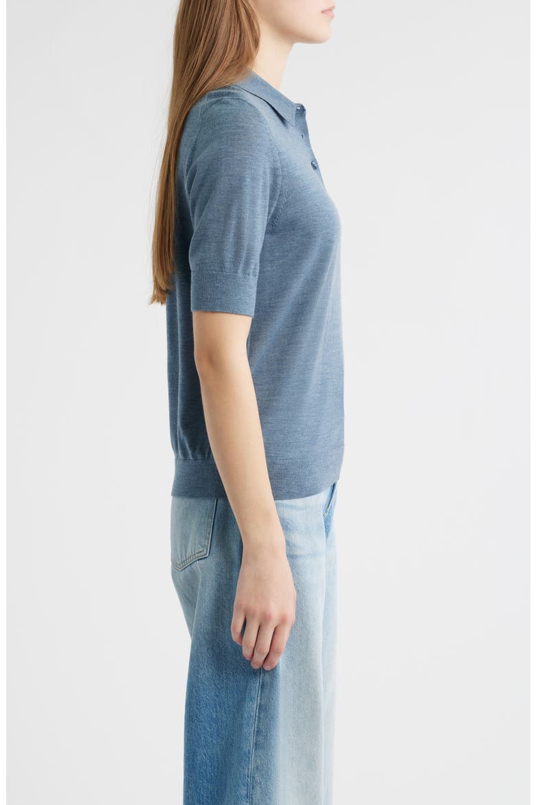 Fidenka Virgin Wool Polo Sweater, Alternate, color, TANZANITE