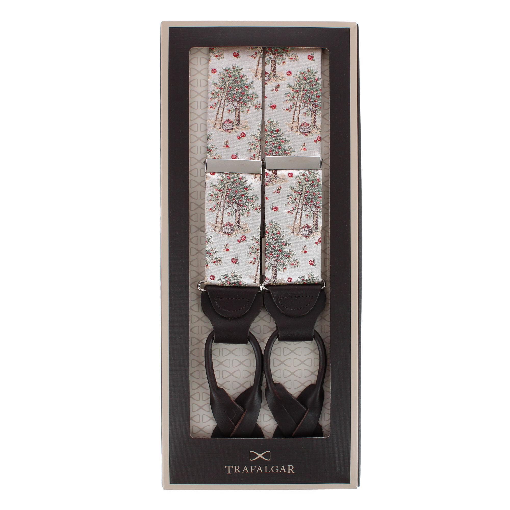 Trafalgar Fall Apple Orchard Silk Novelty Button End Suspenders (Men ...