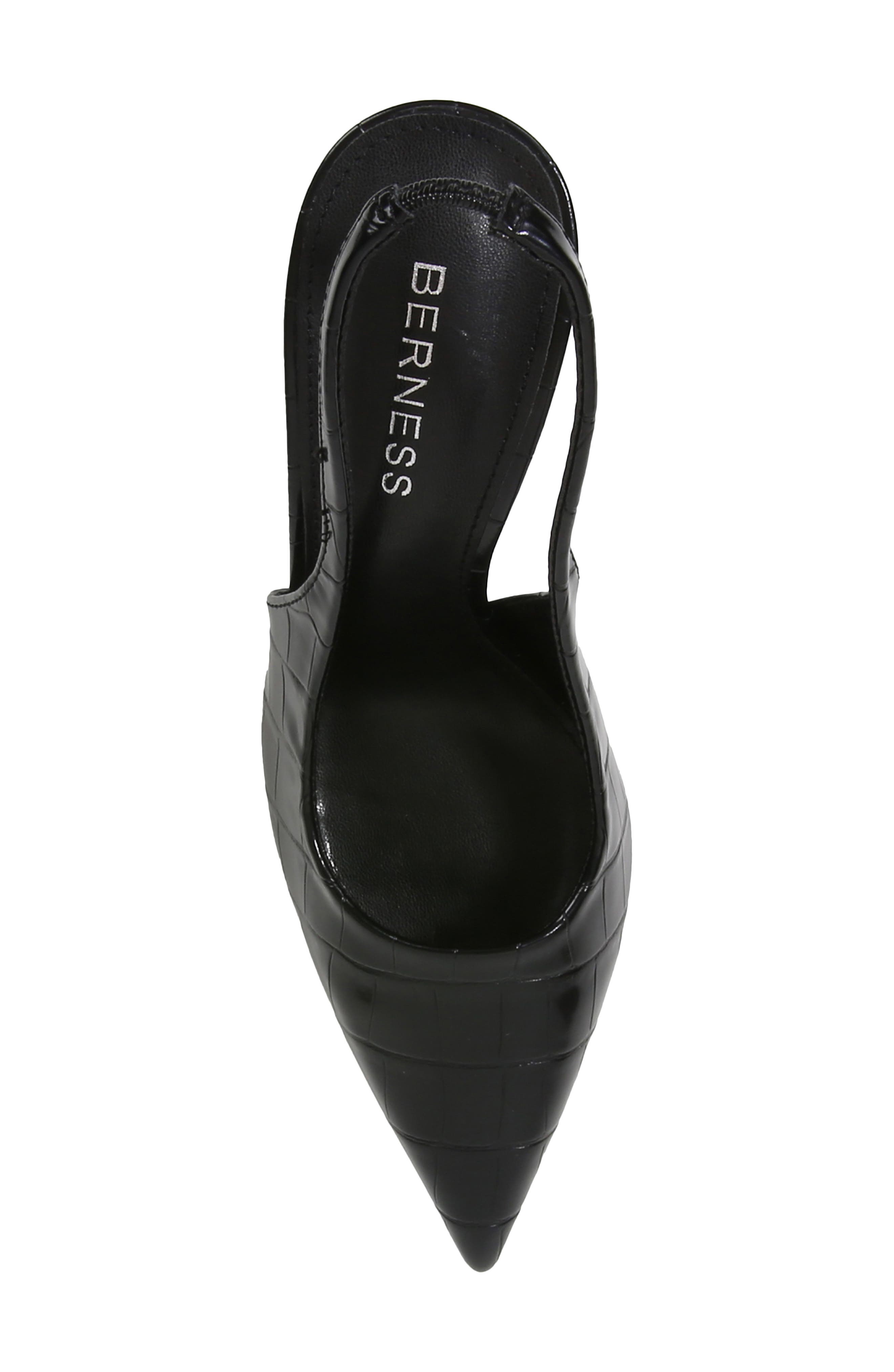 Carmine Croc Embossed Faux Leather Slingback Pump, Alternate, color, BLACK