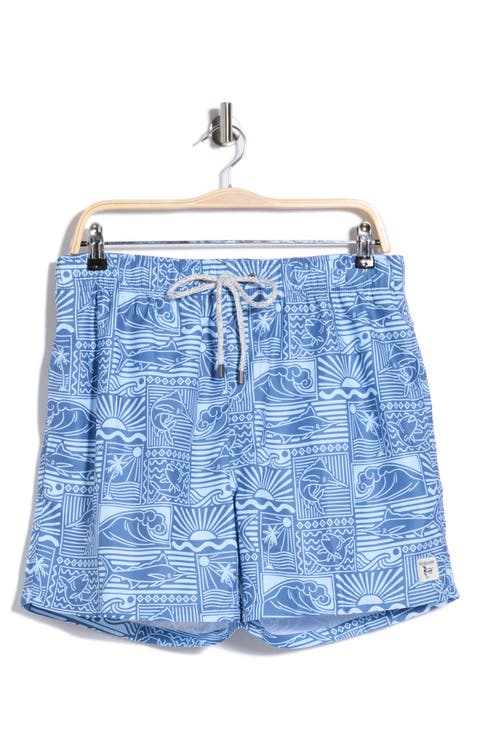 Printed Rising Sun Volley Swim Shorts
