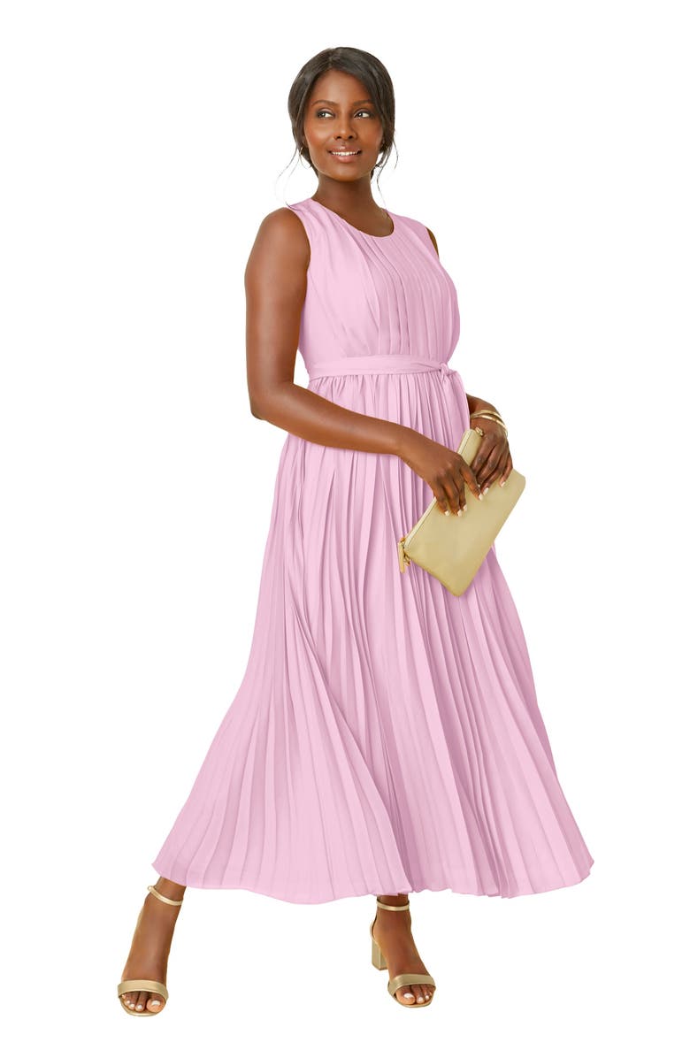 Jessica London Pleated Maxi Dress, Main, color, Pink