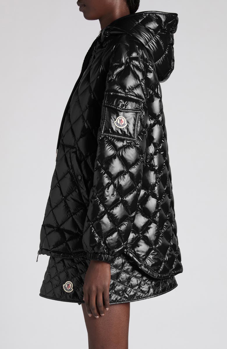 Moncler Diamond Quilted Down Hooded Jacket, Alternate, color, Black