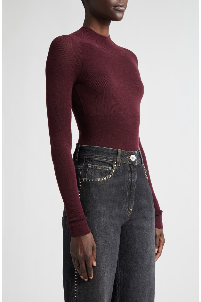 Merino Wool Blend Rib Sweater, Alternate, color, BURGUNDY