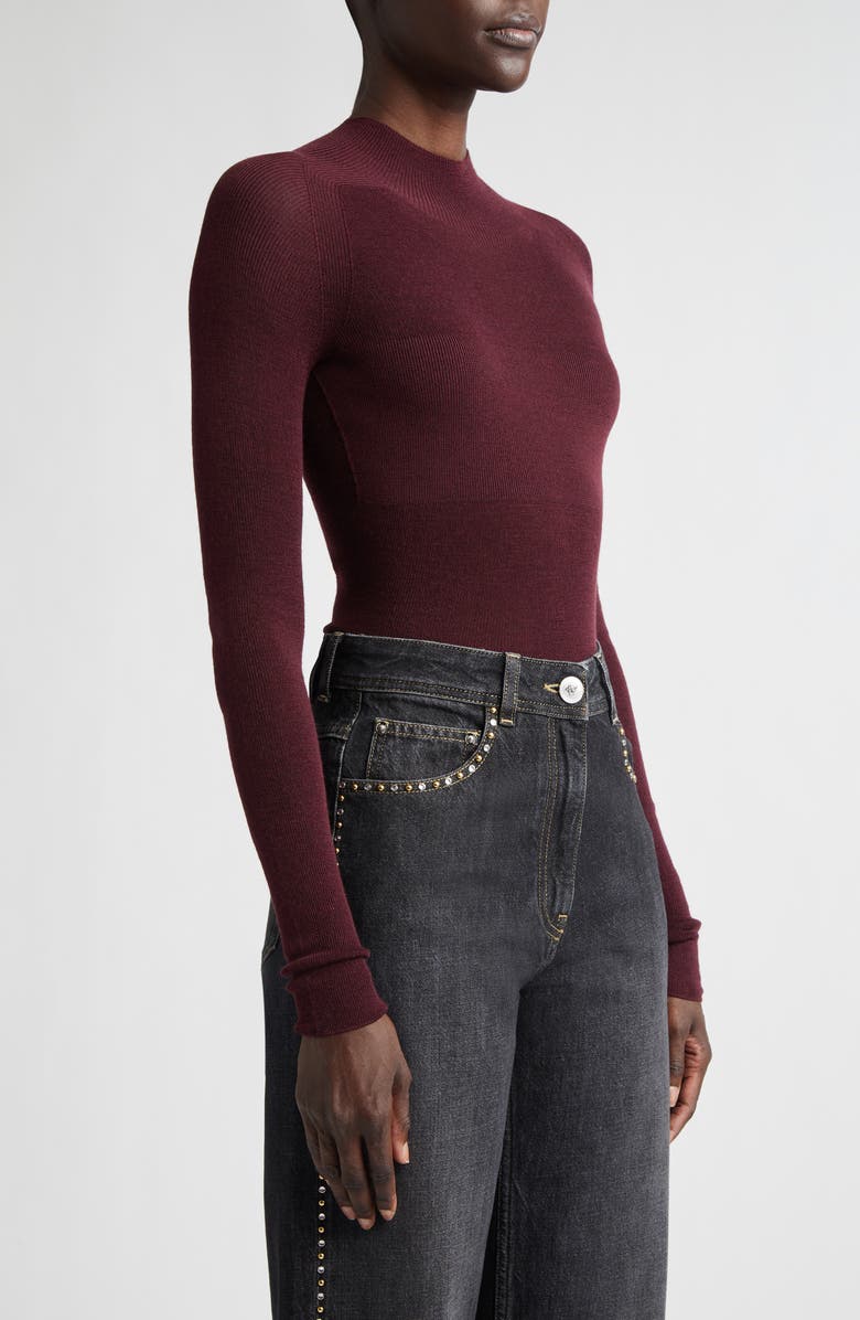 Versace Merino Wool Blend Rib Sweater, Alternate, color, Burgundy