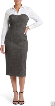 London Times Mixed Media Sweetheart Sheat Dress