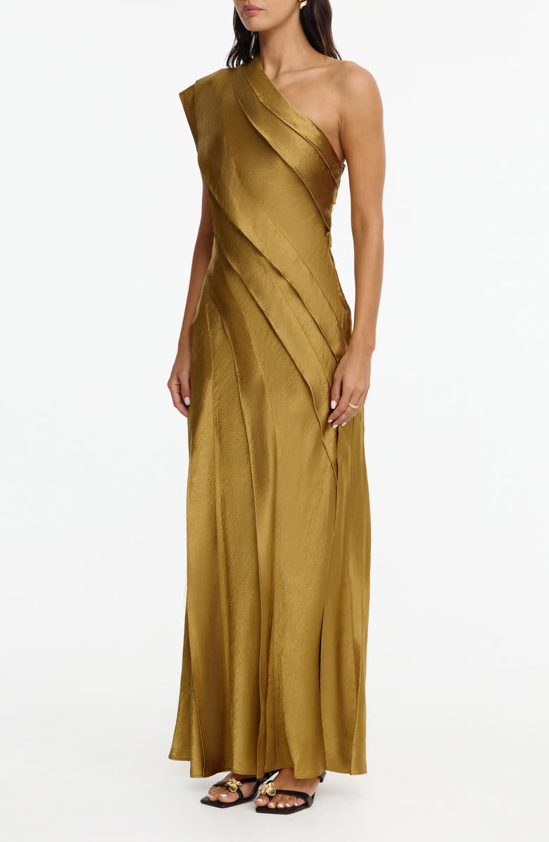 Acler Blenfleet One-Shoulder Gown, Alternate, color, Brass