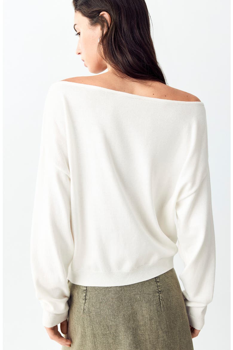 Grommet Detail Boat Neck Sweater, Alternate, color, WHITE