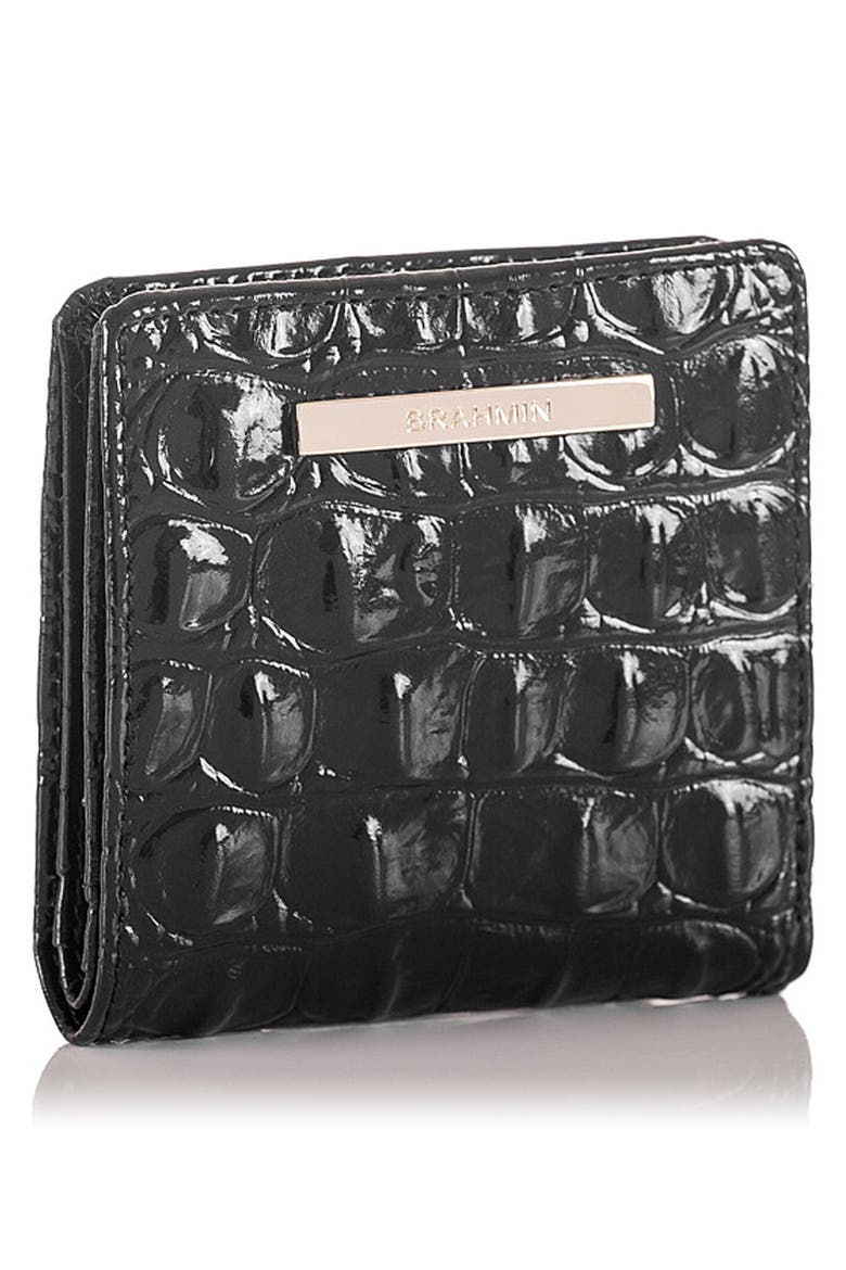 Jane Croc Embossed Leather Wallet, Alternate, color, BLACK