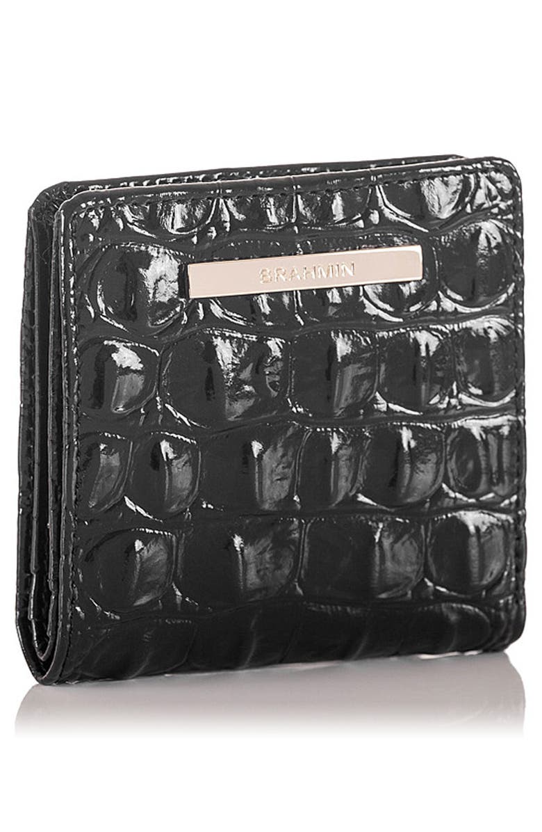 Brahmin Jane Croc Embossed Leather Wallet, Alternate, color, Black