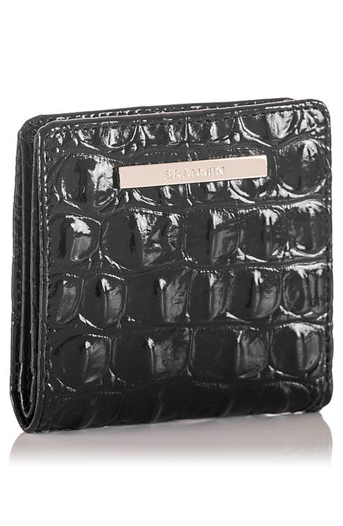 Brahmin Jane Croc Embossed Leather Wallet In Black Melbourne
