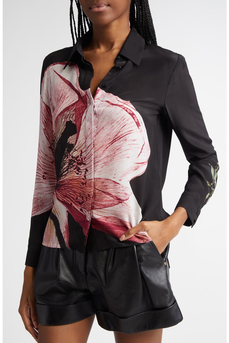 Willa Floral Silk Button-Up Shirt, Alternate, color, LUNA FLORAL