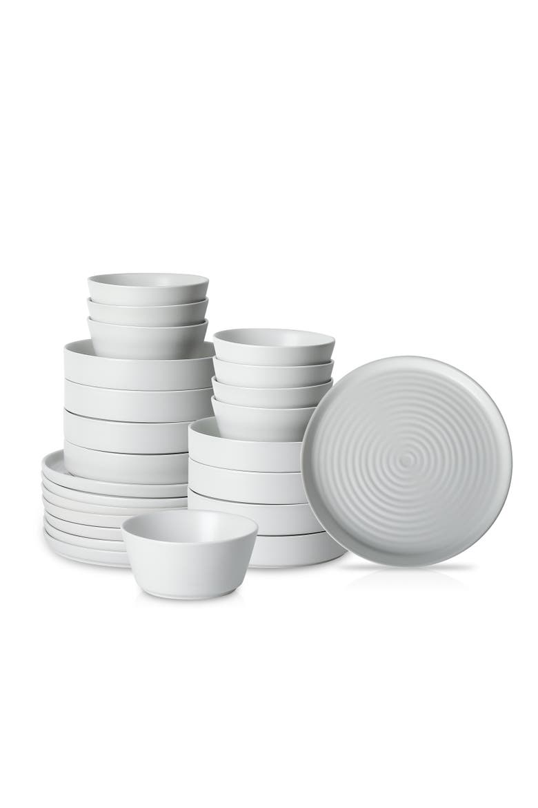 Elica Stoneware 24-Piece Dinnerware Set, Main, color, White
