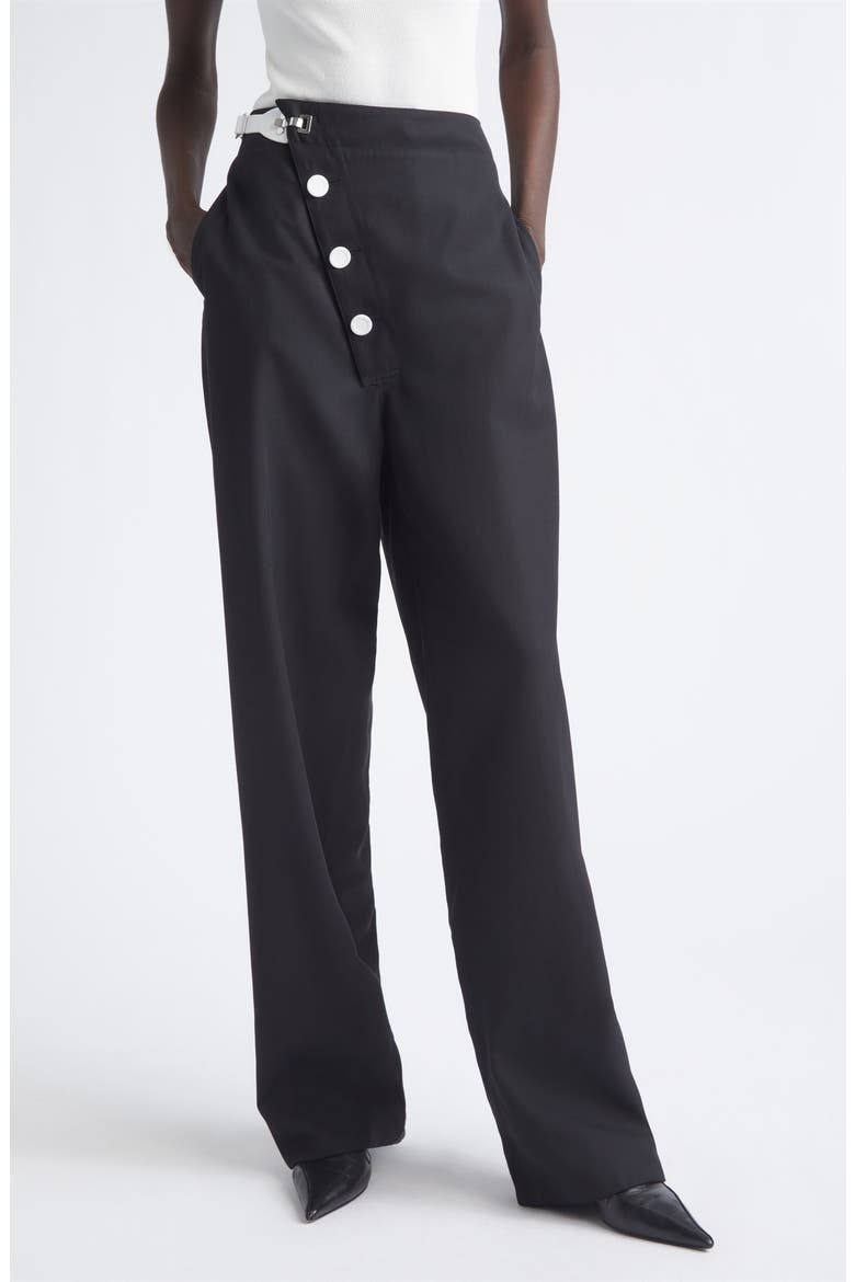 Aitana Straight Leg Tropical Wool Pants, Main, color, BLACK