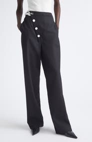 Proenza Schouler Aitana Straight Leg Tropical Wool Pants
