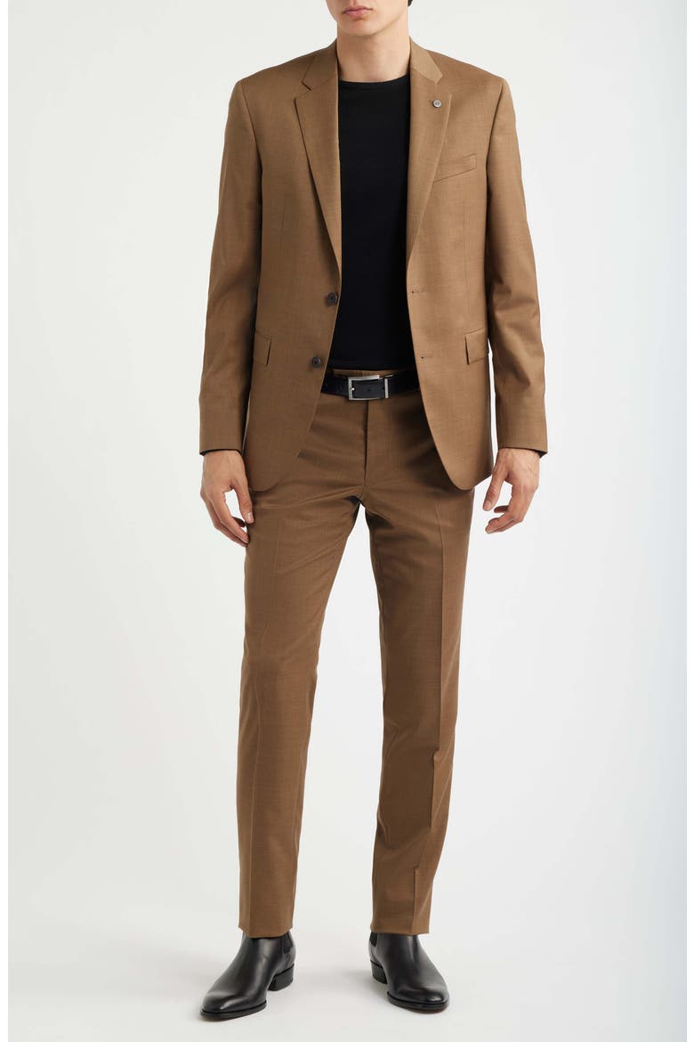 Ross Slim Fit Medium Brown Stretch Wool Twill Suit, Main, color, BROWN