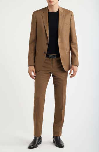 Ross Slim Fit Medium Brown Stretch Wool Twill Suit