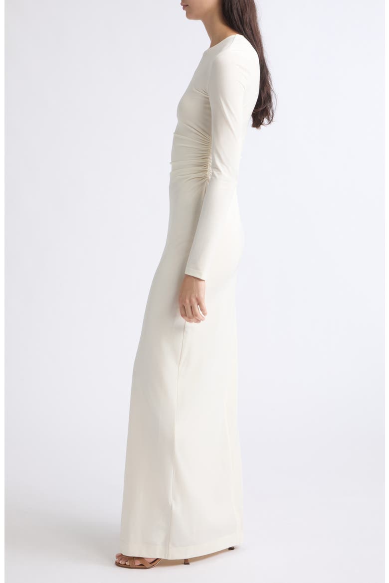 Long Sleeve Jersey Ruched Maxi Dress, Alternate, color, IVORY