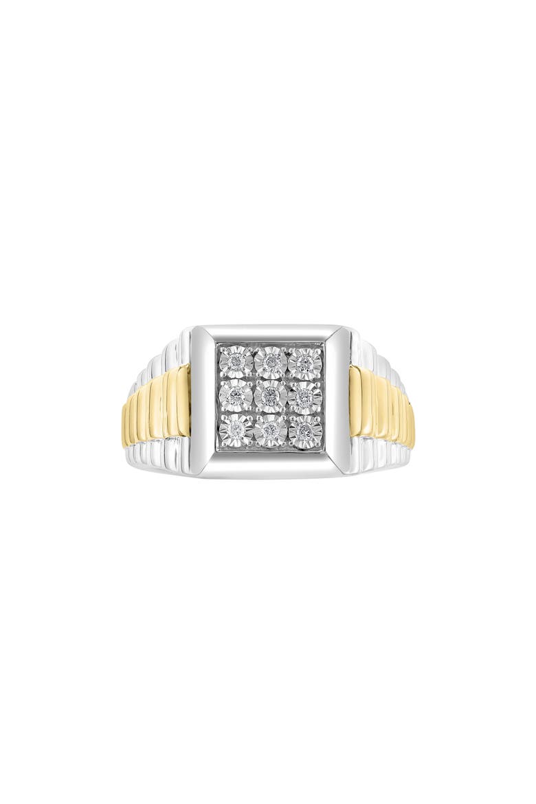 Men's Two-Tone Diamond Signet Ring, Alternate, color, SILVER