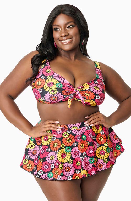 UNIQUE VINTAGE UNIQUE VINTAGE PLUS SIZE MOLDED CUP & BOW SWIM TOP