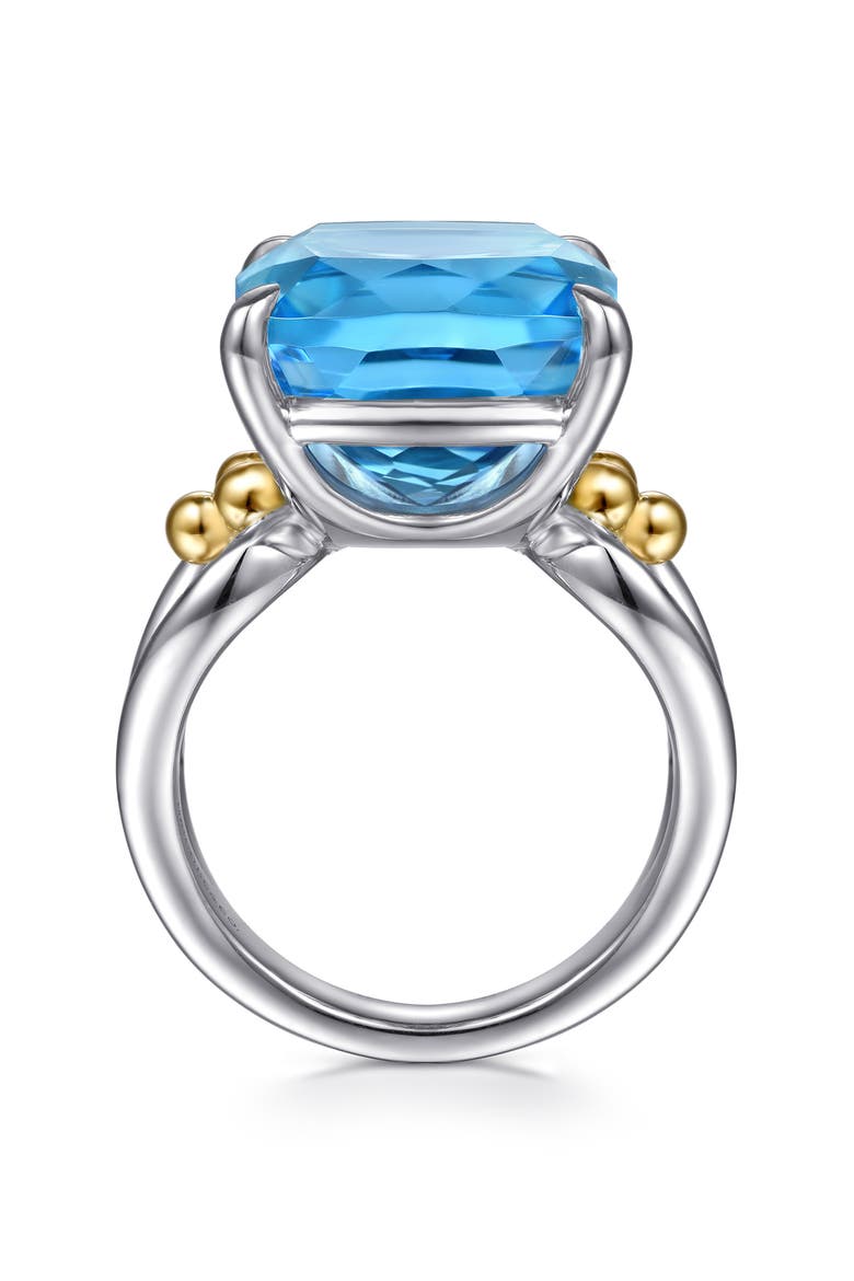 Bujukan Cushion Blue Topaz Signet Ring, Alternate, color, STERLING SILVER