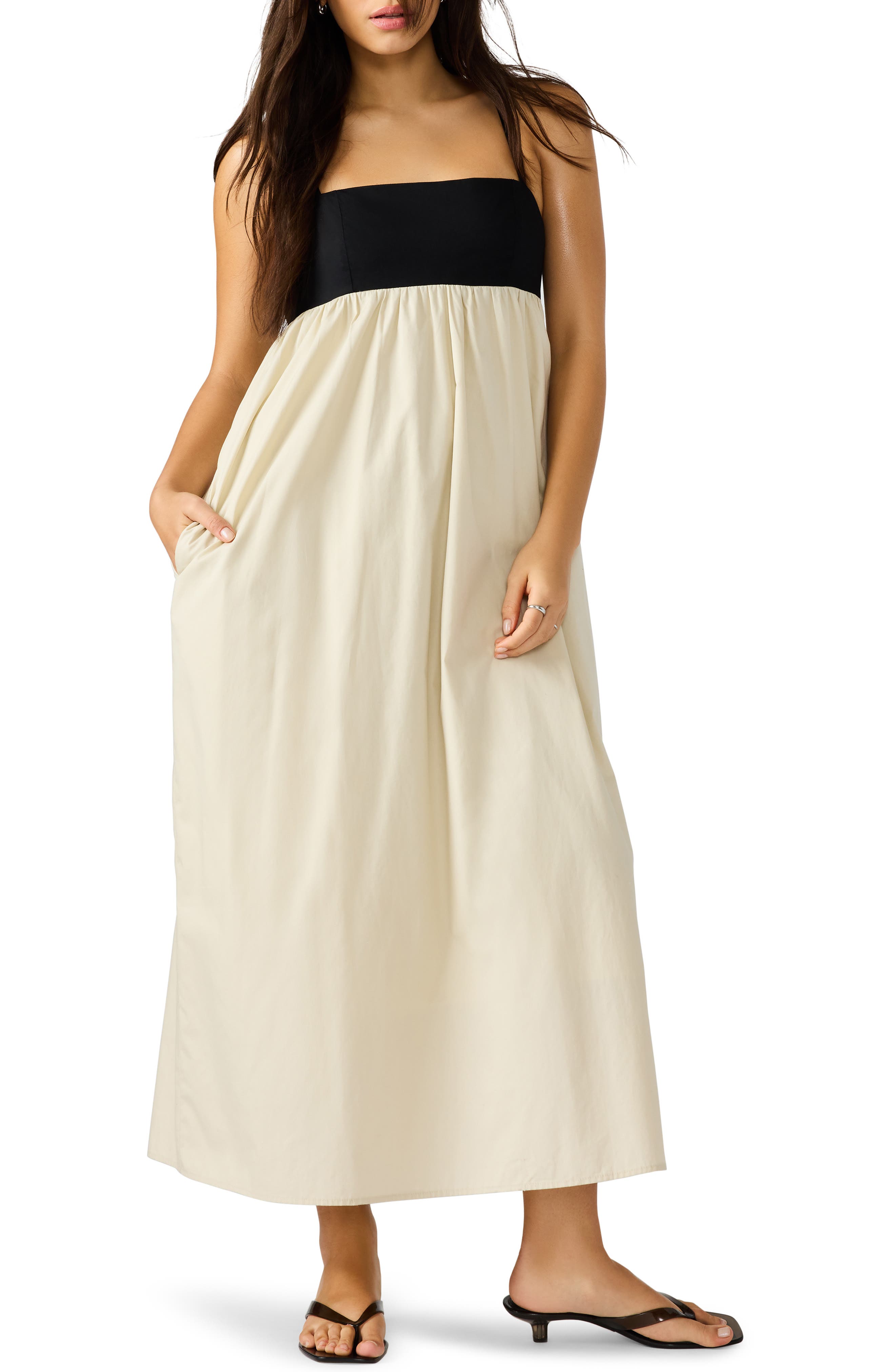 Steve Madden Emmaline Empire Waist Cotton Poplin Maxi Dress