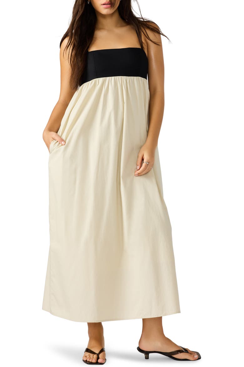 Emmaline Empire Waist Cotton Poplin Maxi Dress, Main, color, OATMEAL