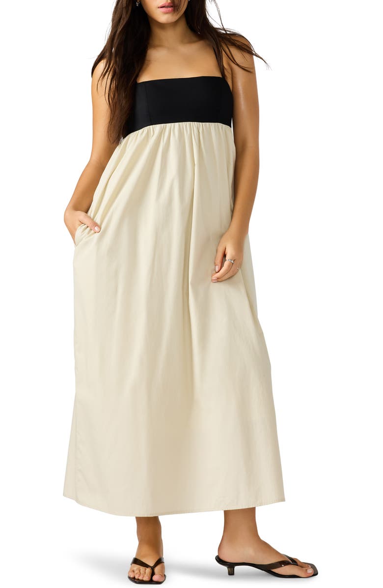 Steve Madden Emmaline Empire Waist Cotton Poplin Maxi Dress, Main, color, Oatmeal