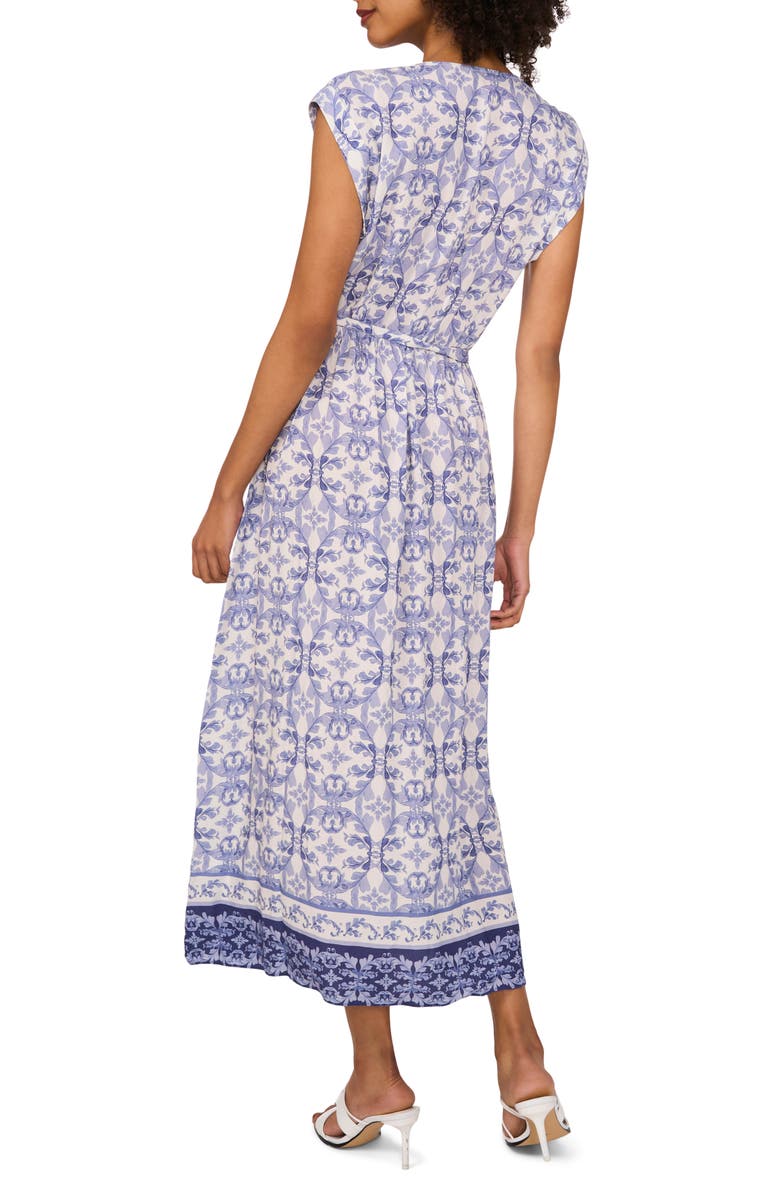 Vince Camuto Surplice Neck Tie Belt Midi Dress, Alternate, color, Navy Dream