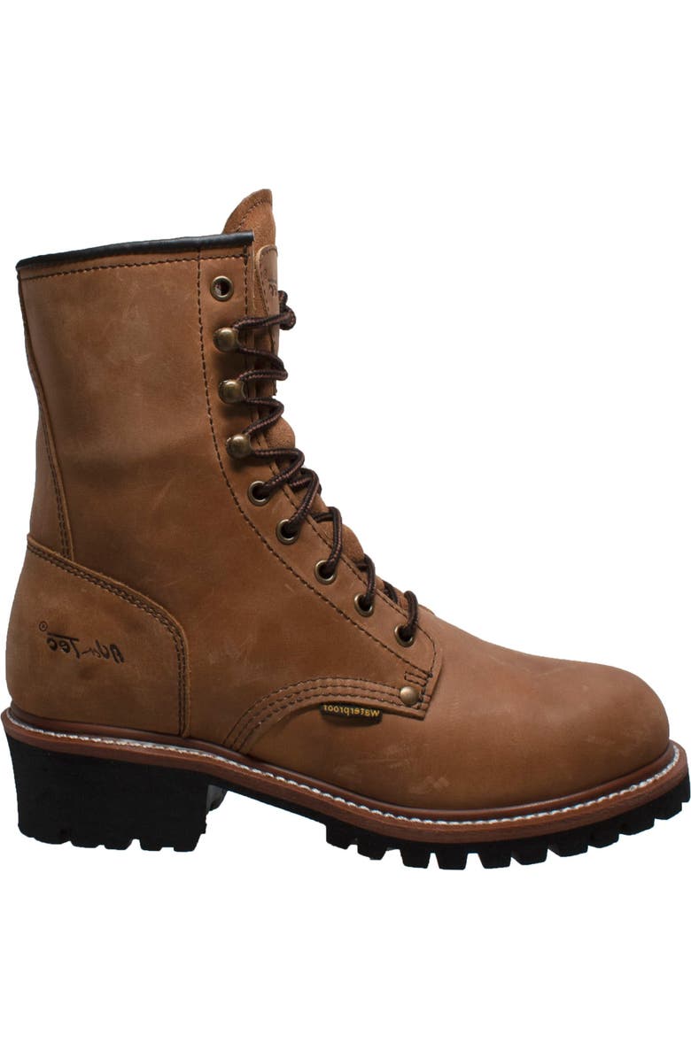 AdTec 9" Waterproof Logger Boots, Alternate, color, Brown