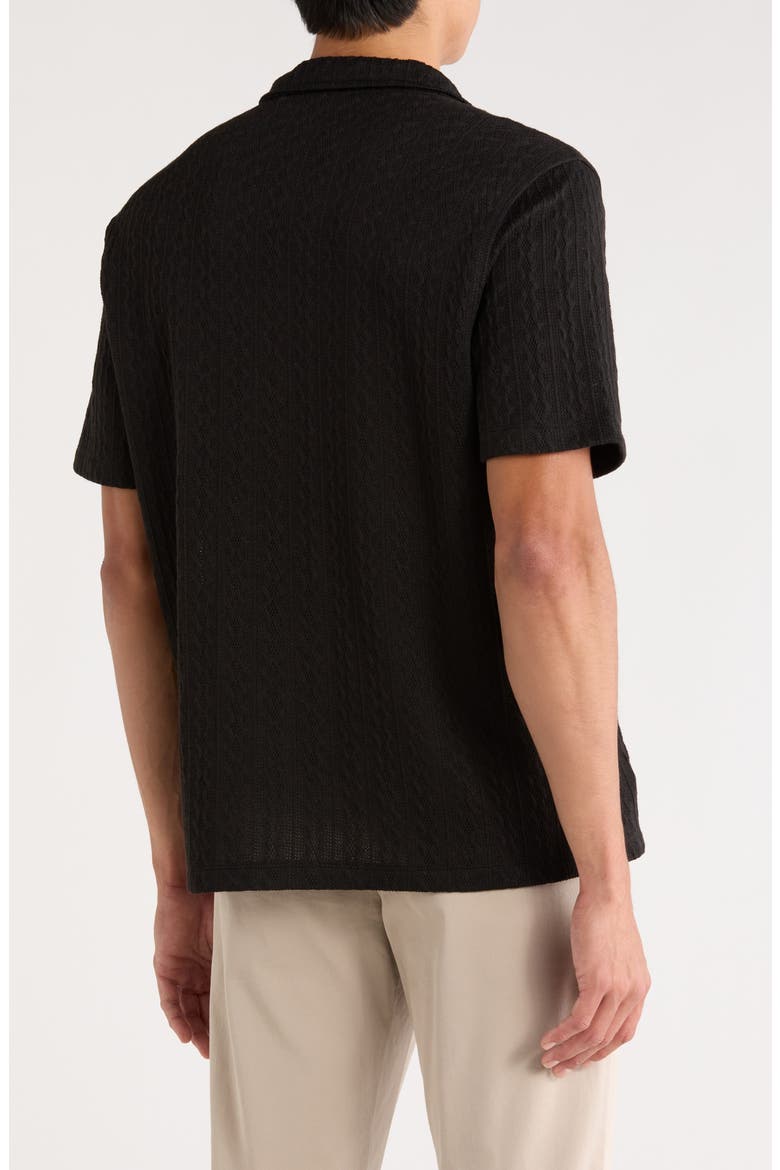 Textured Camp Shirt, Alternate, color, BLACK