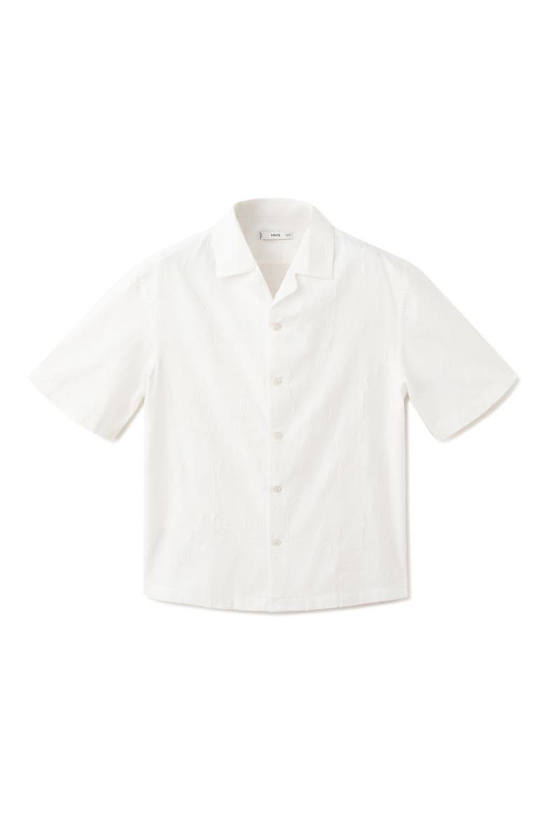 Floral Jacquard Cotton & Linen Camp Shirt, Alternate, color, OFF WHITE