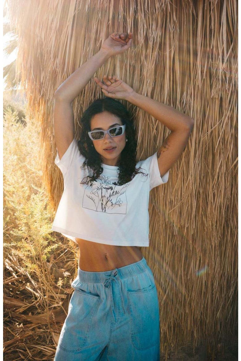 Floral Crop T-Shirt, Alternate, color, Undyed/Meteorite Black