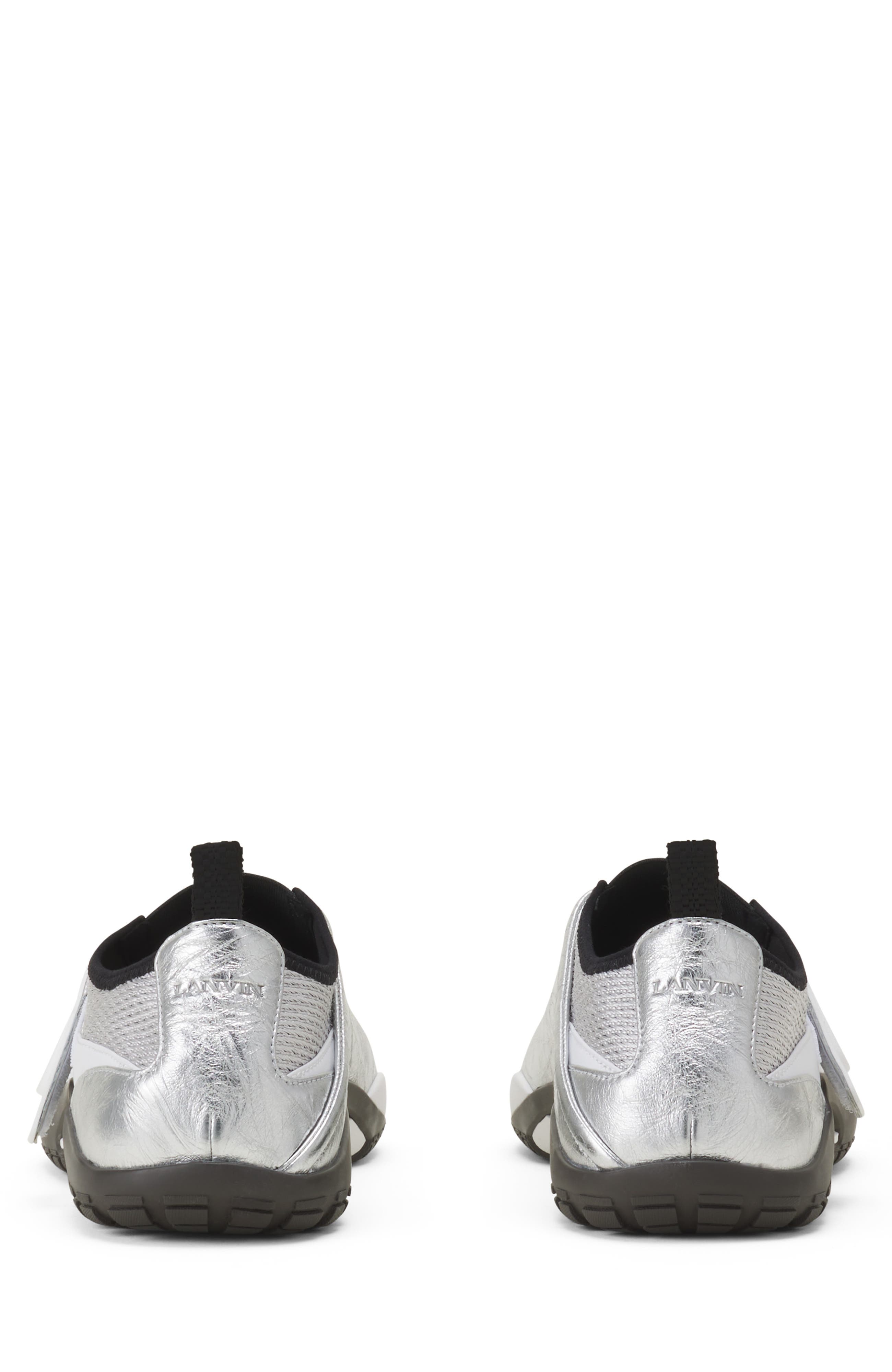 Lanvin Lnv1 Sneakers In Crinkled Metallic Leather, Alternate, color, Black/Silver