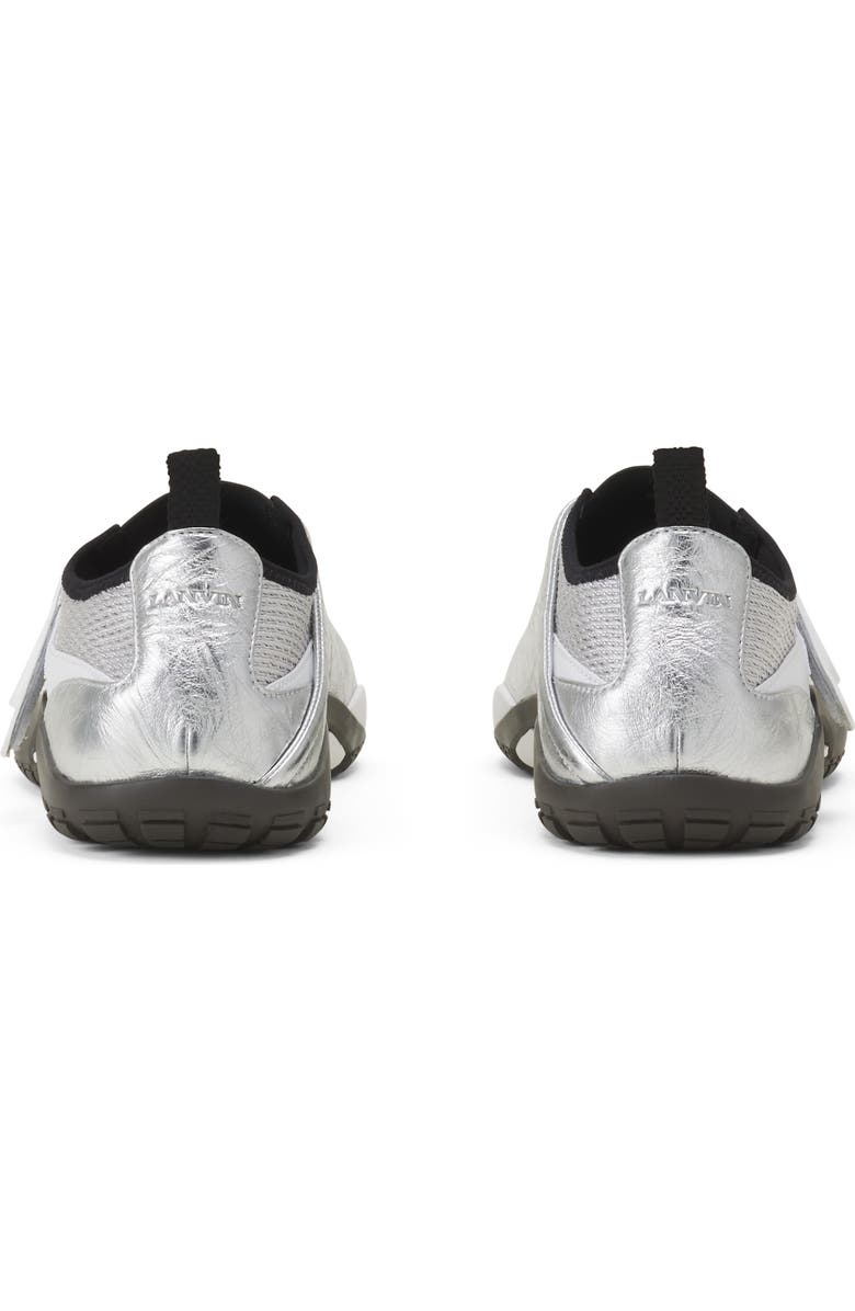 Lanvin Lnv1 Sneakers In Crinkled Metallic Leather, Alternate, color, Black/Silver