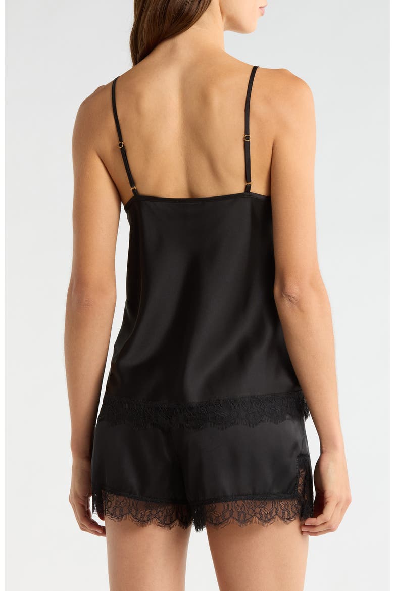 Scalloped Lace Trim Satin Camisole, Alternate, color, BLACK