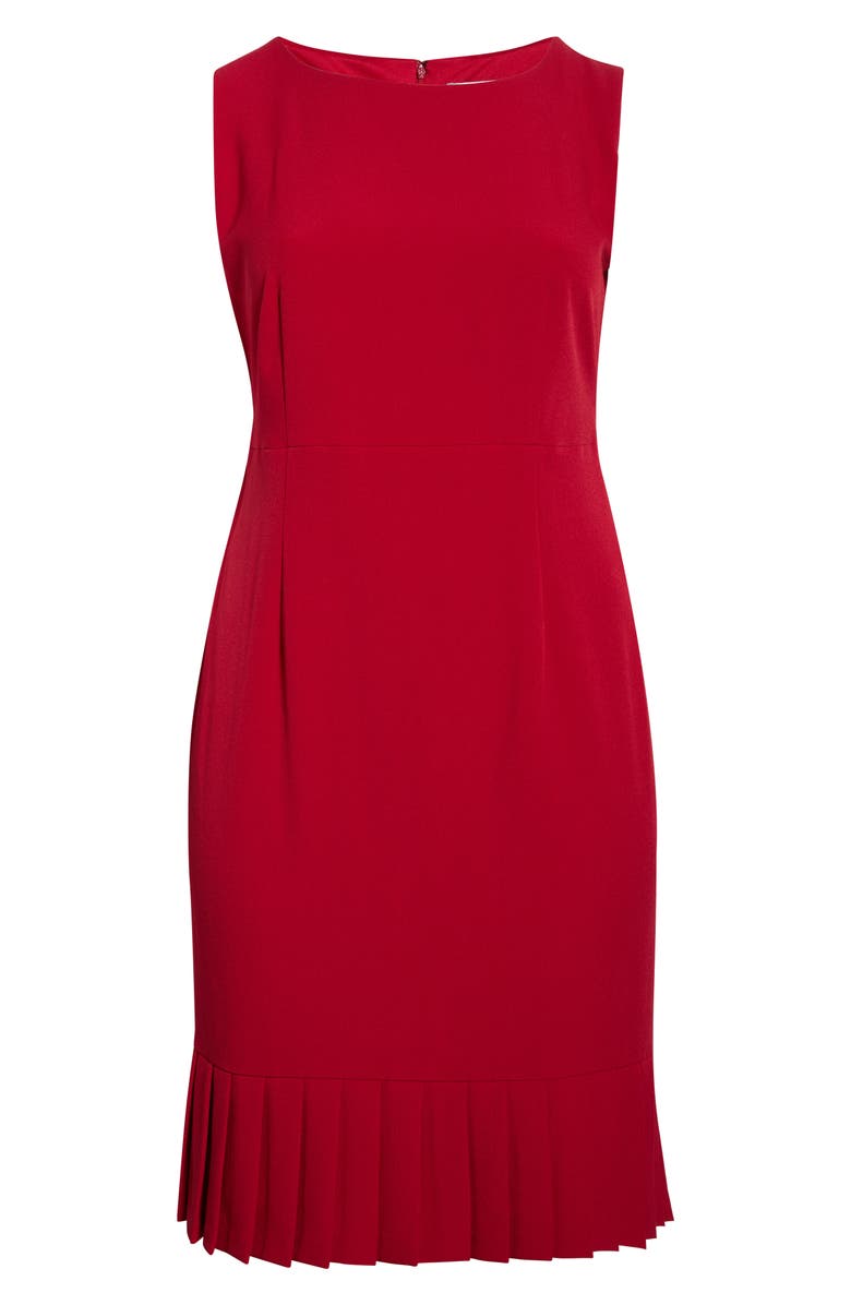 KASPER Pleated Sleeveless Sheath Dress, Main, color, Fire Red