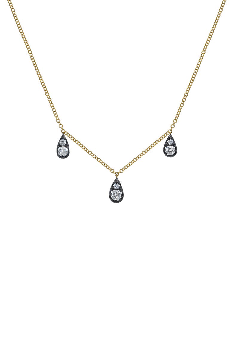 3 Drop Reconceived Diamond Cushion Necklace, Main, color, SS 18KYG
