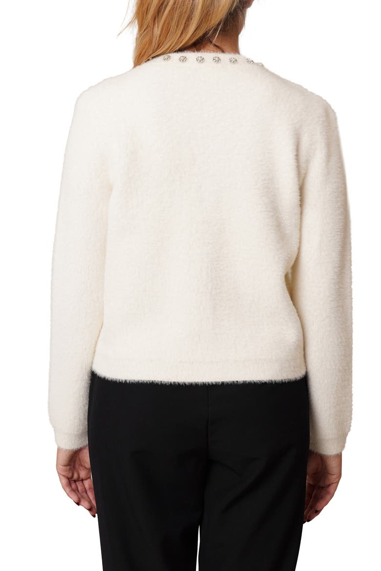 Embellished Fuzzy Cardigan, Alternate, color, VANILLA PUFF
