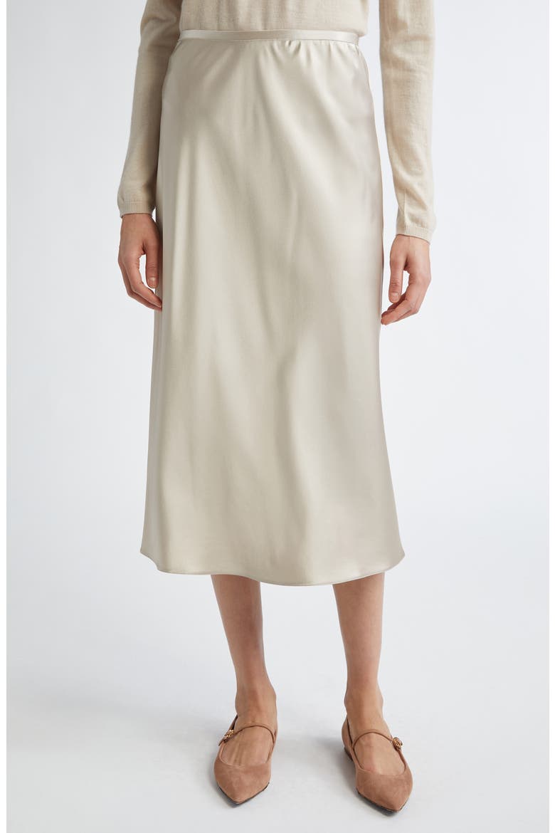 Carnet Silk Satin Midi Skirt, Main, color, BEIGE