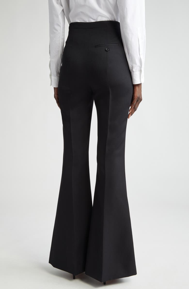 McQueen Foldover Waist Wool Flare Leg Trousers, Alternate, color, Black