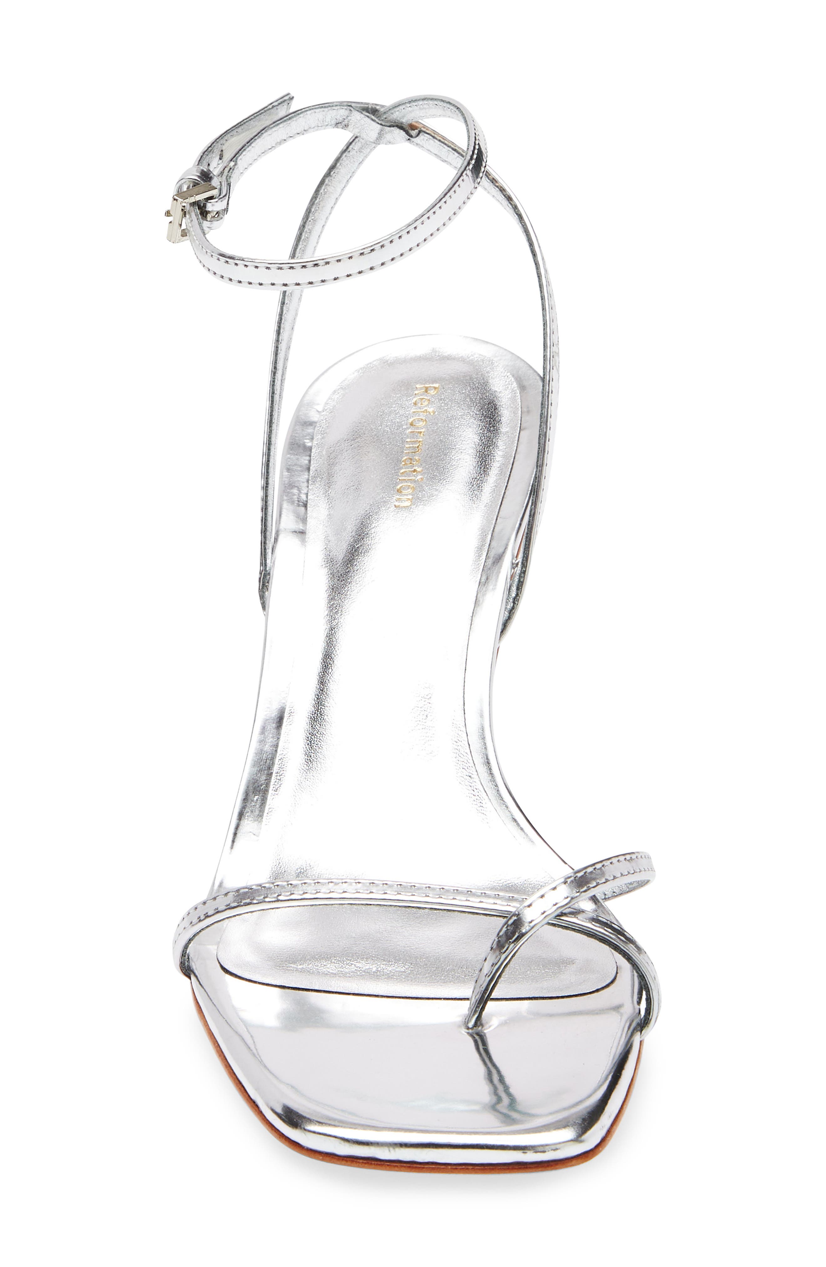 Reformation Emilia Wedge Sandal, Alternate, color, Mirror Metallic