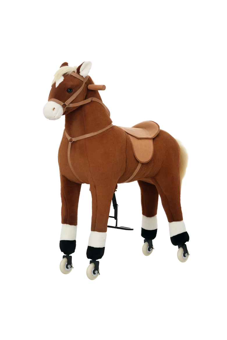 Kids Ride-on Walking Horse with Easy Rolling Wheels, Soft Huggable Body, Main, color, Brown