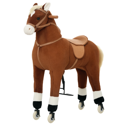 Kids Ride-on Walking Horse with Easy Rolling Wheels, Soft Huggable Body