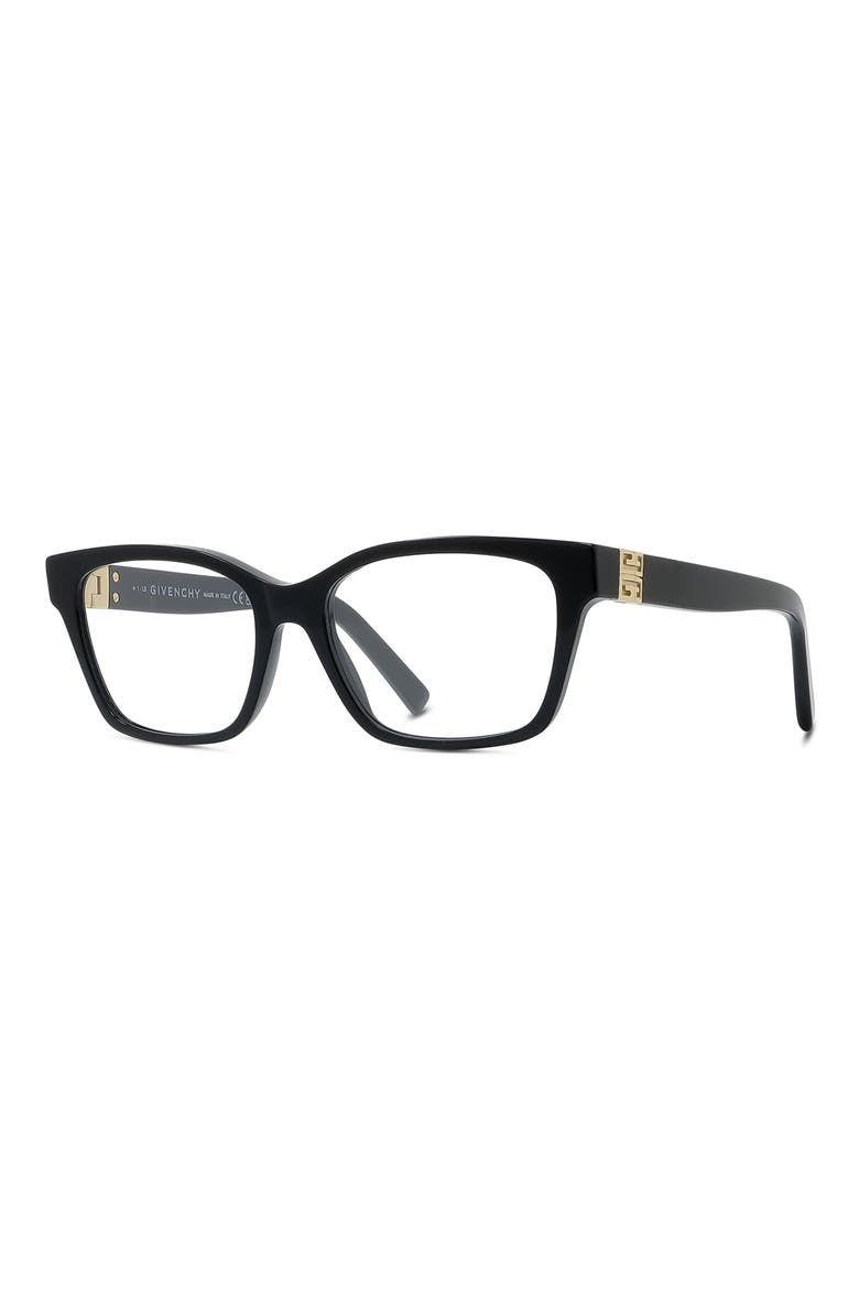 4G 52mm Rectangular Optical Glasses, Alternate, color, SHINY BLACK