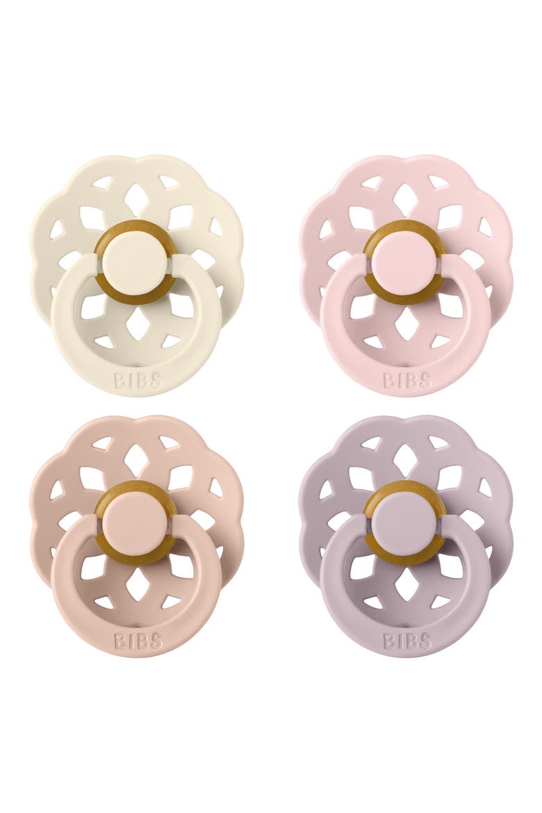 Boheme 4-Pack Pacifier Set - Size 1, Main, color, IVORY/ BLUSH/ BLOSSOM/ LILAC