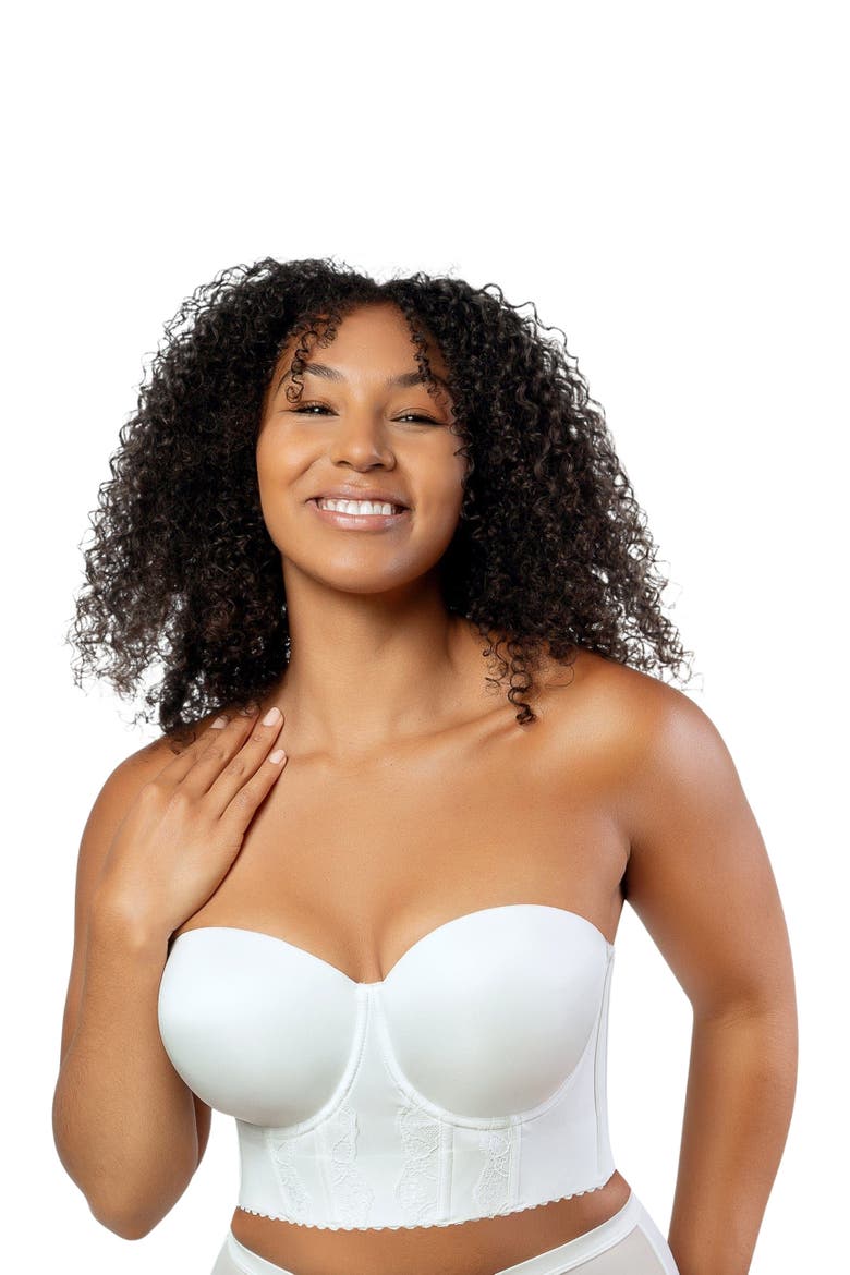 Elissa Full Busted Strapless Bustier, Alternate, color, Pearl White