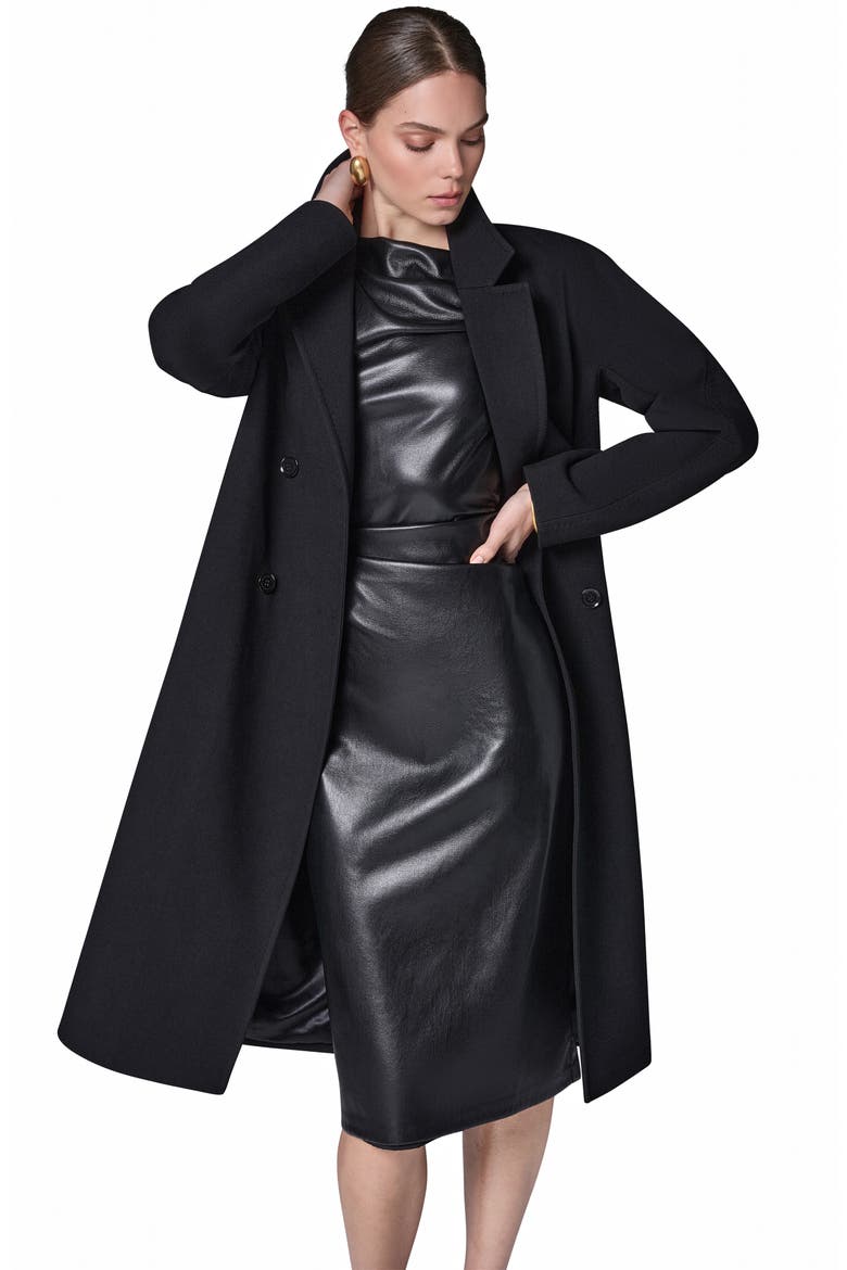 Double Breasted Slouch Coat, Alternate, color, BLACK