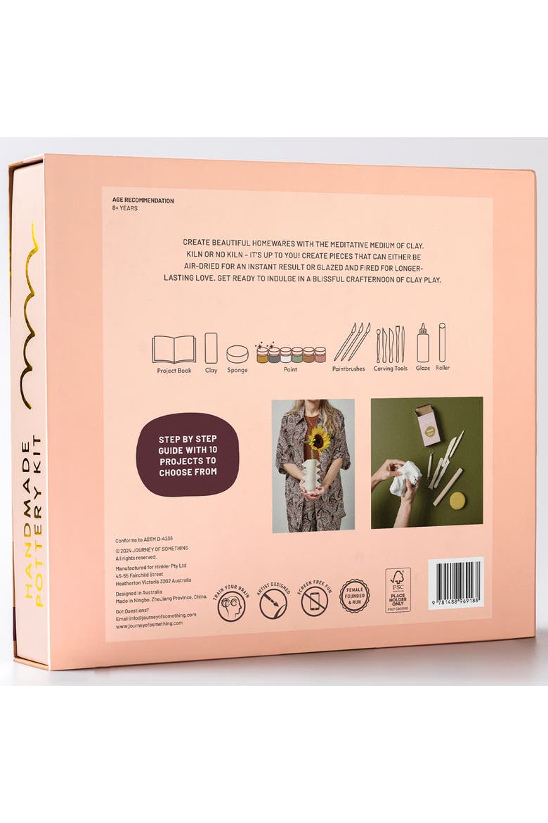 Handmade Pottery Kit, DIY Adult Clay Craft Kit, Alternate, color, Multicolored